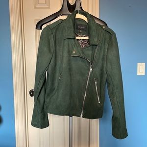 Never worn Motorcycle cut Green Zip Up Jacket